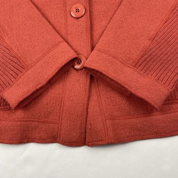 Orvis Wool Cardigan Sweater Women’s M Button Front Pockets Round Neck Dark Pink - Picture 8 of 11
